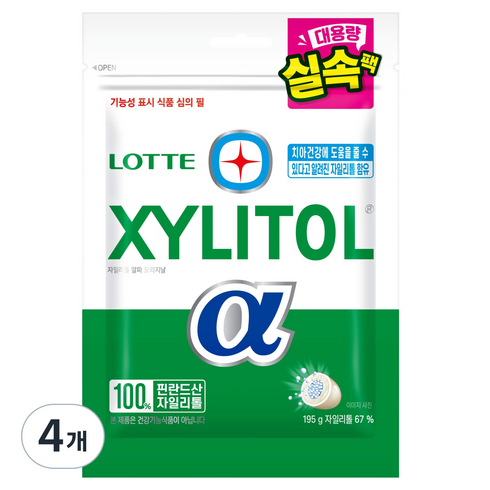 롯데자일리톨 알파 오리지날 추잉껌 리필, 195g, 4개