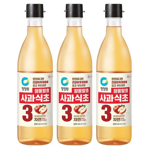 청정원 정통발효 사과 식초, 800ml, 3개