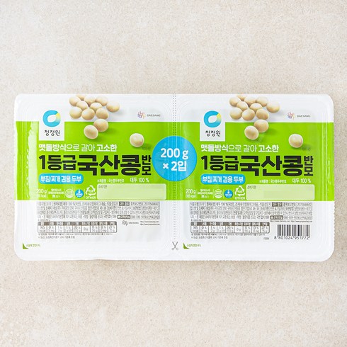 청정원 1등급 국산콩 반모(부침찌개겸용두부), 2개, 200g