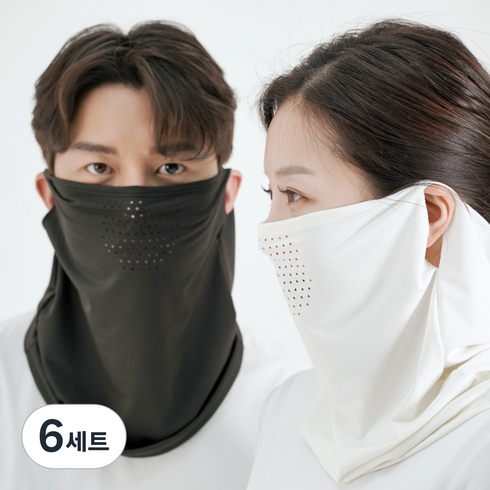 고어트랙스 자외선차단 마스크 2종 세트, 블랙 + 화이트, 6세트