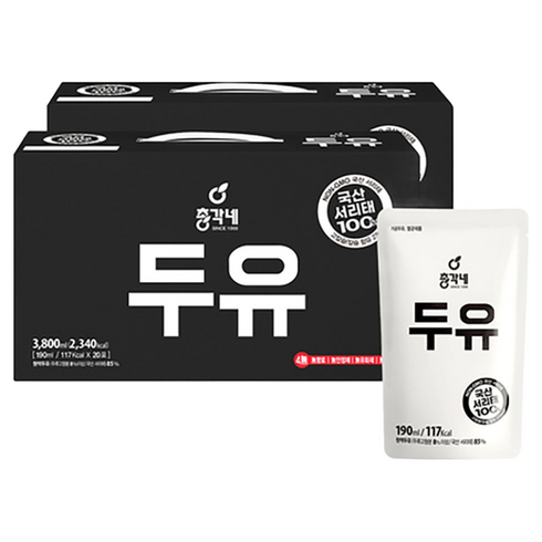 총각네 국산 서리태 담백한 두유, 190ml, 40개