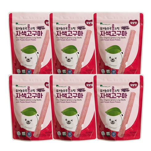 또또맘 유기농 오곡 롱스틱, 자색고구마, 30g, 6개