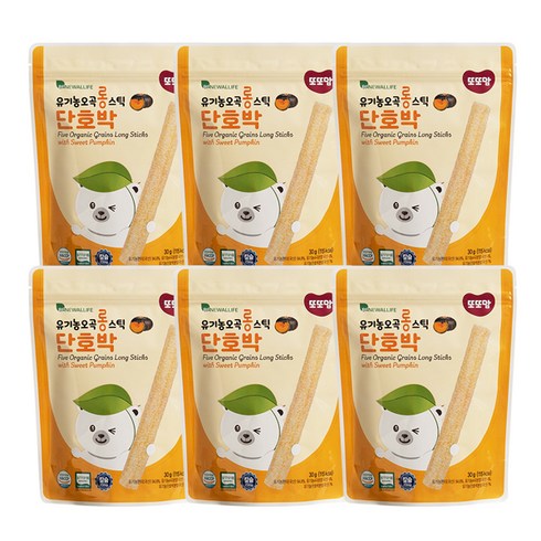 또또맘 유기농 오곡 롱스틱, 단호박, 30g, 6개