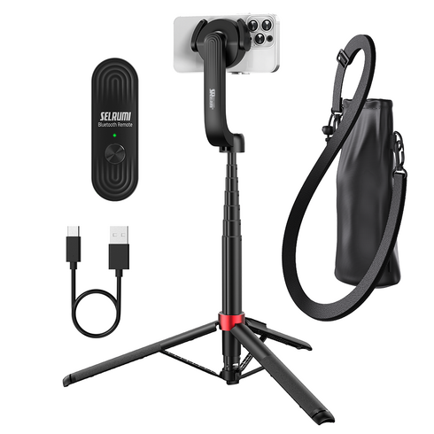 셀루미 N52 맥스트롱 맥세이프 셀카봉 삼각대 130cm, SEL-MGS1350M, 블랙 + 레드, 1개