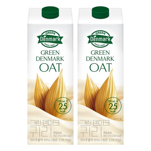 덴마크 그린 귀리 음료, 950ml, 2개
