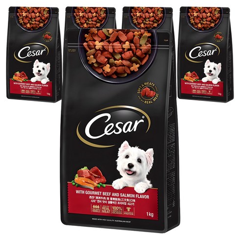 시저 어덜트 강아지 건식사료, 소, 1kg, 5개