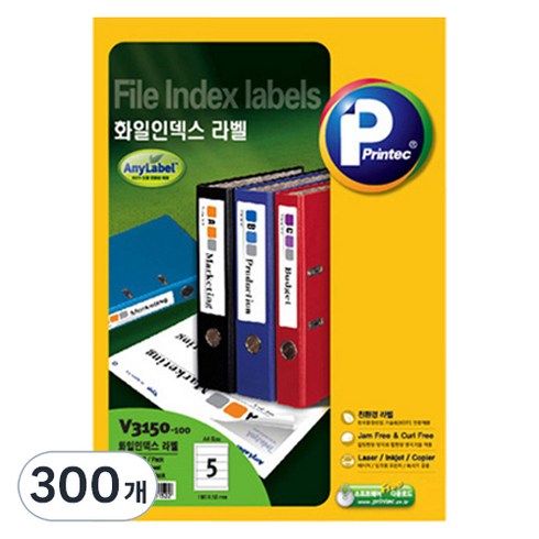 프린텍 화일 인덱스 V3150-100, 5칸, 300개