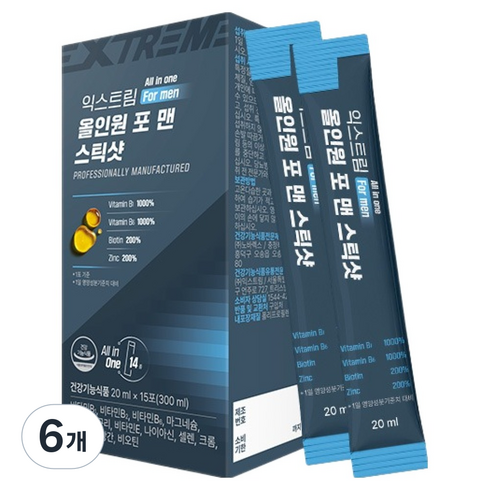 익스트림 올인원 포 맨 스틱샷 멀티비타민 15p, 300ml, 6개