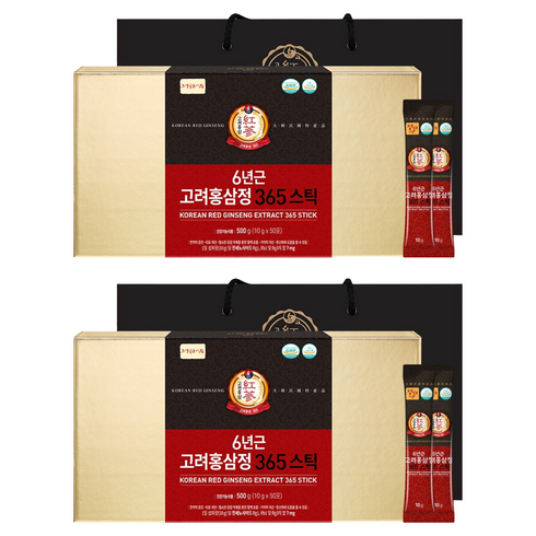 정원삼 6년근 고려홍삼정 365스틱 50p, 500g, 2개