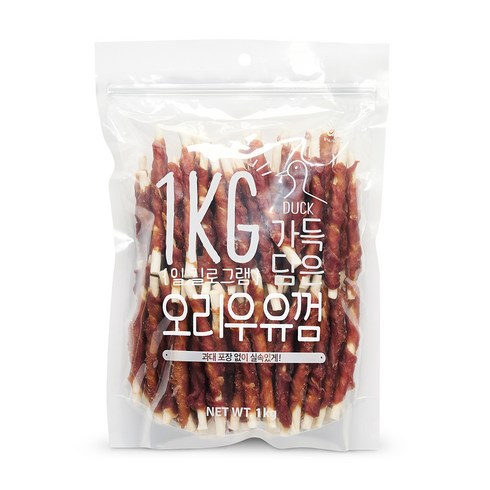 슈퍼츄 강아지 일킬로그램 가득담은 껌, 혼합맛(오리/우유), 1kg, 1개