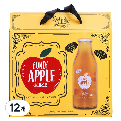 야라밸리 착즙 사과주스 선물세트, 12개, 1L