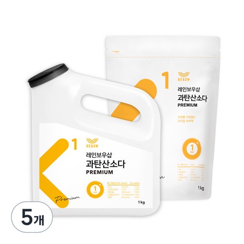 레인보우샵 왕톡톡이 과탄산소다 산소계표백제 리필세트, 1kg, 5개