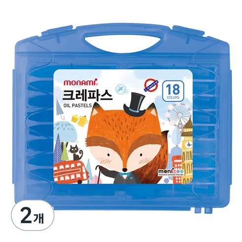 모나미 모니주 크레파스 블루, 18색, 2개
