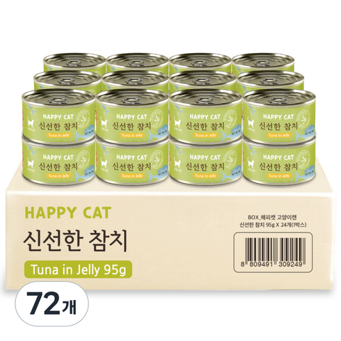 굿데이 해피캣 고양이 간식캔, 신선 참치, 95g, 72개
