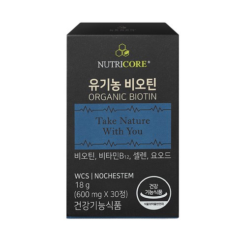 뉴트리코어 유기농 비오틴, 30정, 1개