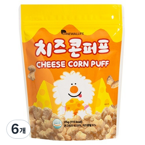 또또맘 치즈 콘퍼프, 25g, 6개, 치즈맛