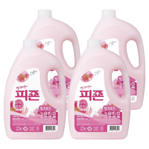 피죤 레귤러 섬유유연제 핑크로즈 본품, 3.1L, 4개