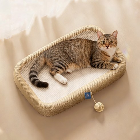 딩동펫 고양이 사이잘 눕눕 스크래쳐 캣닢 침대, 사각화이트, 1개