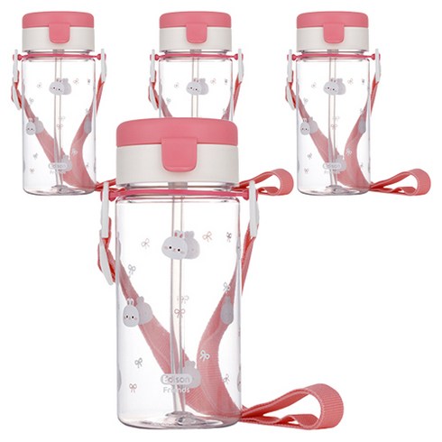 에디슨 유아용 프렌즈 흘림방지 에코젠 빨대컵, 350ml, 4개, 흰토끼래니