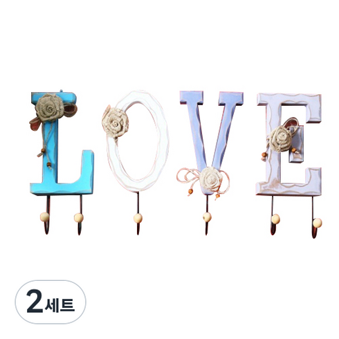 JH컴퍼니 러브 인테리어 옷걸이, 컬러풀, 2세트