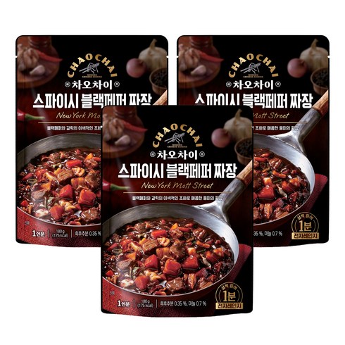 차오차이 스파이시 블랙페퍼 짜장, 180g, 3개