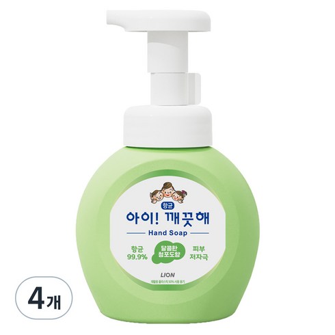 아이깨끗해 항균 폼 핸드솝 청포도향, 250ml, 4개