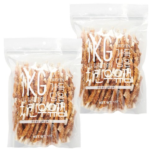 슈퍼츄 강아지 일킬로그램 가득담은 육포, 혼합맛(치킨/우유), 1kg, 2개