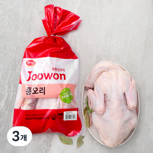 주원산오리 통오리 (냉장), 1.8kg, 3개