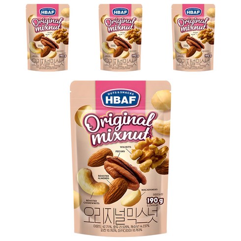 바프 넛츠앤스낵스 오리지널 믹스넛, 190g, 4개