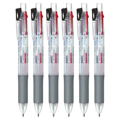 제브라 사라사4 멀티 중성펜 4색 0.5mm, J4J1(클리어), 6개