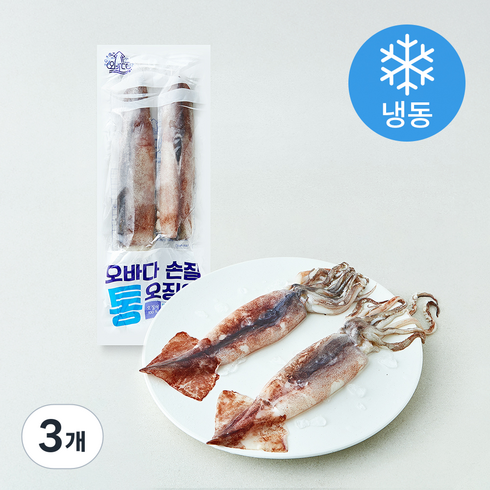 오바다 국내산 손질 통오징어 (냉동), 3개, 330g