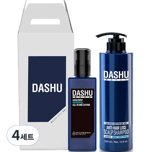 다슈 맨즈 아쿠아 딥 워터풀 올인원 로션 153ml + 데일리 한방 두피케어 골드 샴푸 시트러스향 500ml 세트, 4세트