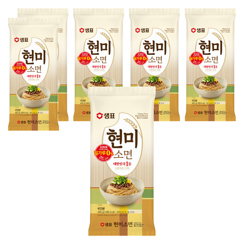 샘표국시 현미소면, 400g, 6개