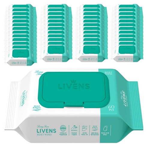 리벤스 소프트 클린 화장실 비데 물티슈 캡형, 55g, 60매, 60개