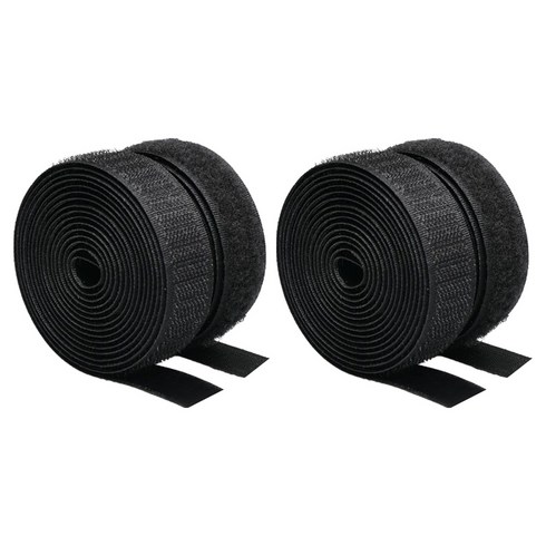 쿠말 접착 초강력 벨크로 테이프 갈고리면 20mm x 5m + 부착면 20mm x 5m 세트, 블랙, 2세트