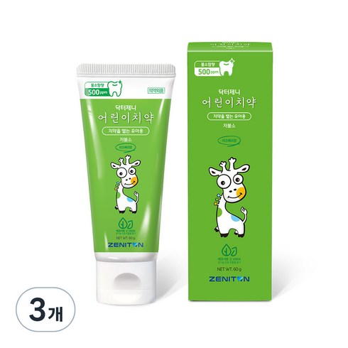 제니튼 닥터제니 저불소 어린이 치약, 60g, 3개