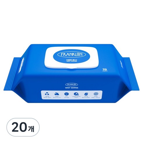FRANKLIIN 아기 물티슈 캡형, 75g, 70매, 20개