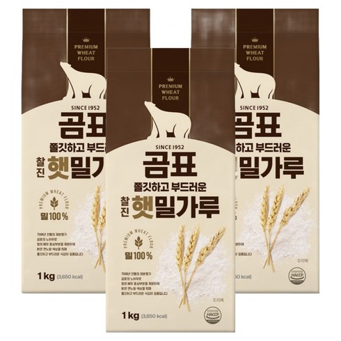 곰표 찰진 햇밀가루, 1kg, 3개