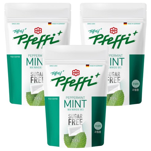 페피 무설탕 페퍼민트 캔디, 105g, 3개