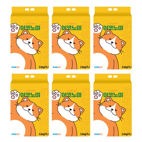 두부랑캣츠 응고형 이코노미 오리지날 고양이 모래 2.6kg, 7L, 6개, 오리지널
