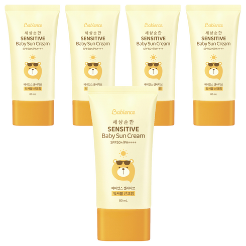 [비건라이프] 베비언스 유아용 센서티브 워셔블 선크림 SPF50+ PA++++, 80ml, 5개
