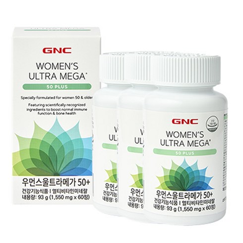 GNC 우먼스 울트라메가 50플러스 멀티비타민, 60정, 3개