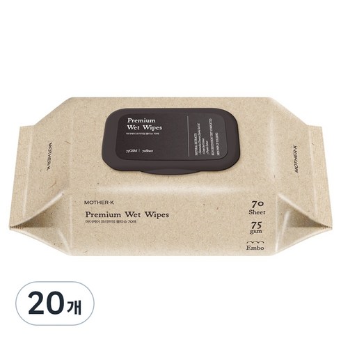 마더케이 프리미엄 물티슈 캡형, 75g, 70매, 20개