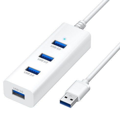 홈플래닛 4포트 무전원 USB3.0 허브, 화이트, 1개