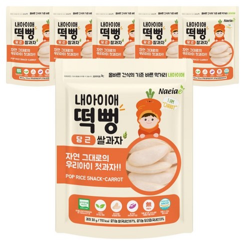 내아이애 유기농 떡뻥 쌀과자, 30g, 6개, 당근