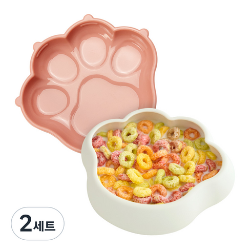 퍼기 유아용 냥냥 흡착볼 + 흡착뚜껑 세트, 2세트, 베리핑크