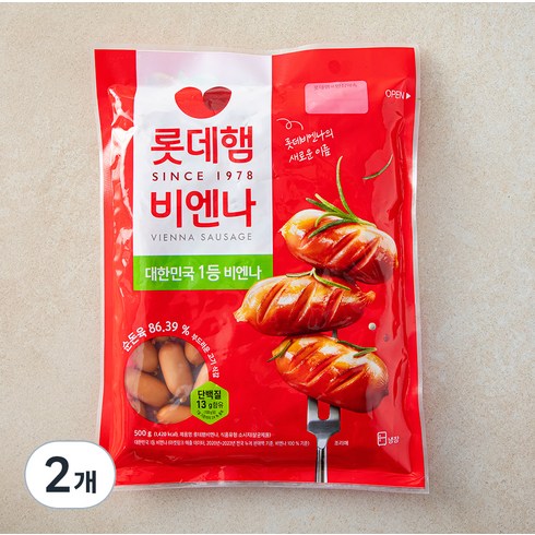 롯데햄 롯데비엔나 (냉장), 500g, 2개