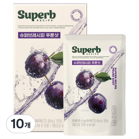 GC녹십자웰빙 슈퍼브레시피 푸룬샷 5p, 500ml, 10개