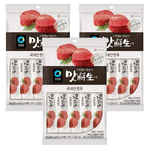 맛선생 한우 스틱형, 80g, 3개