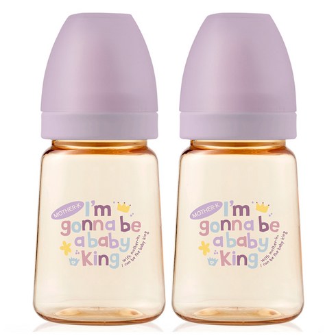 마더케이 베이직 PPSU 무꼭지 젖병 베베, 라일락, 180ml, 2개
